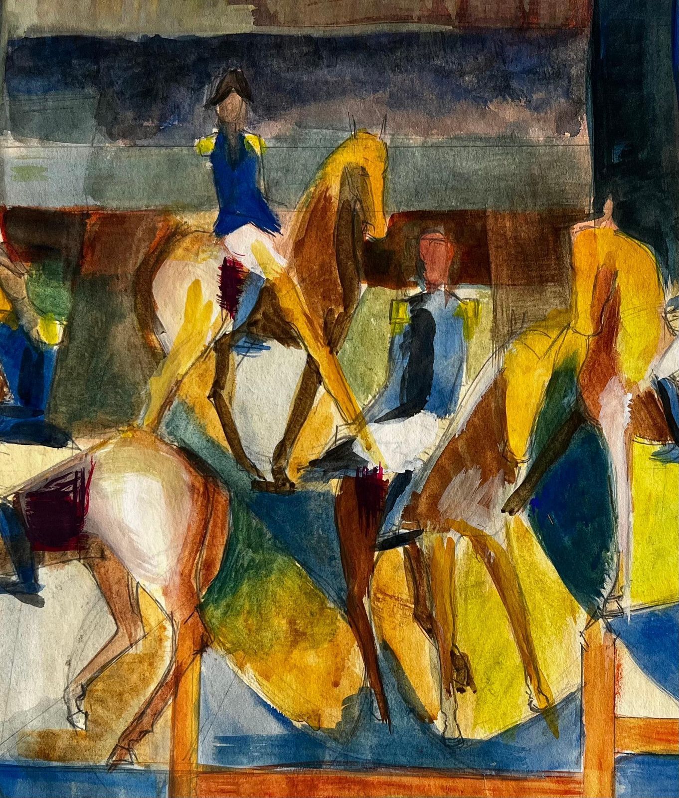Guy Nicod Equestrian Riders With Horses In Arena French Modernist Watercolour Gouache photo buy