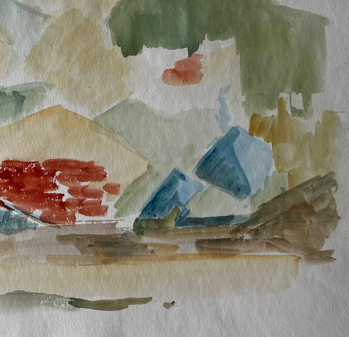 Guy Nicod Mountain Landscape With Cypress French Modernist Gouache By Guy Nicod photo Art
