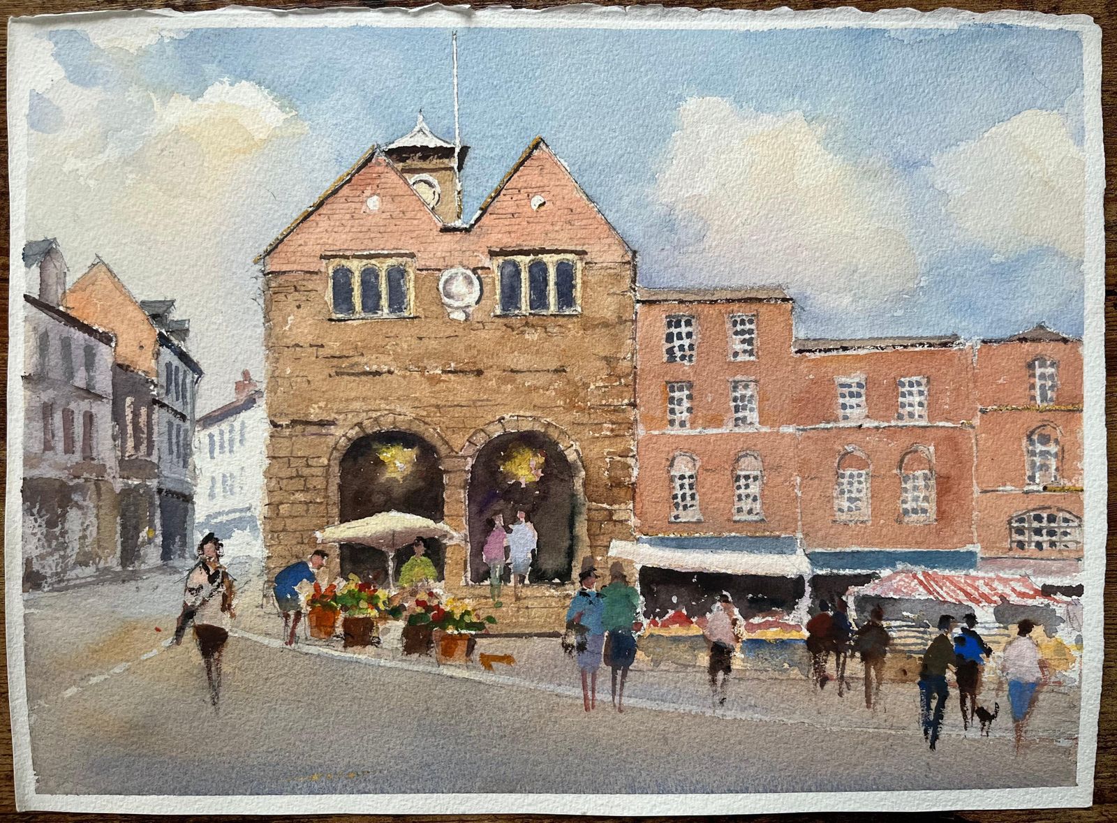 Anthony Avery British Impressionist Watercolor Of A Bustling Market Square Scene With Stalls photo furniture