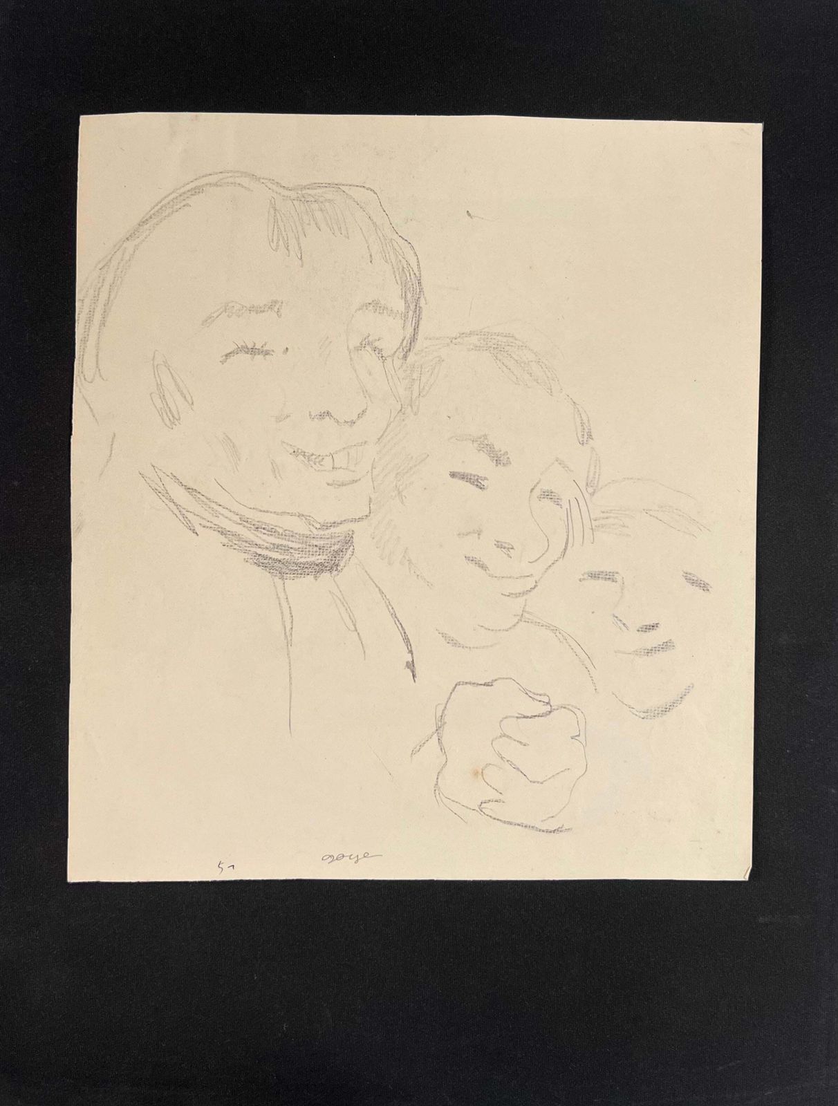 Robert Ladou Pencil Sketch Of Caricatures Faces Original French Artwork 20th Century photo for sale