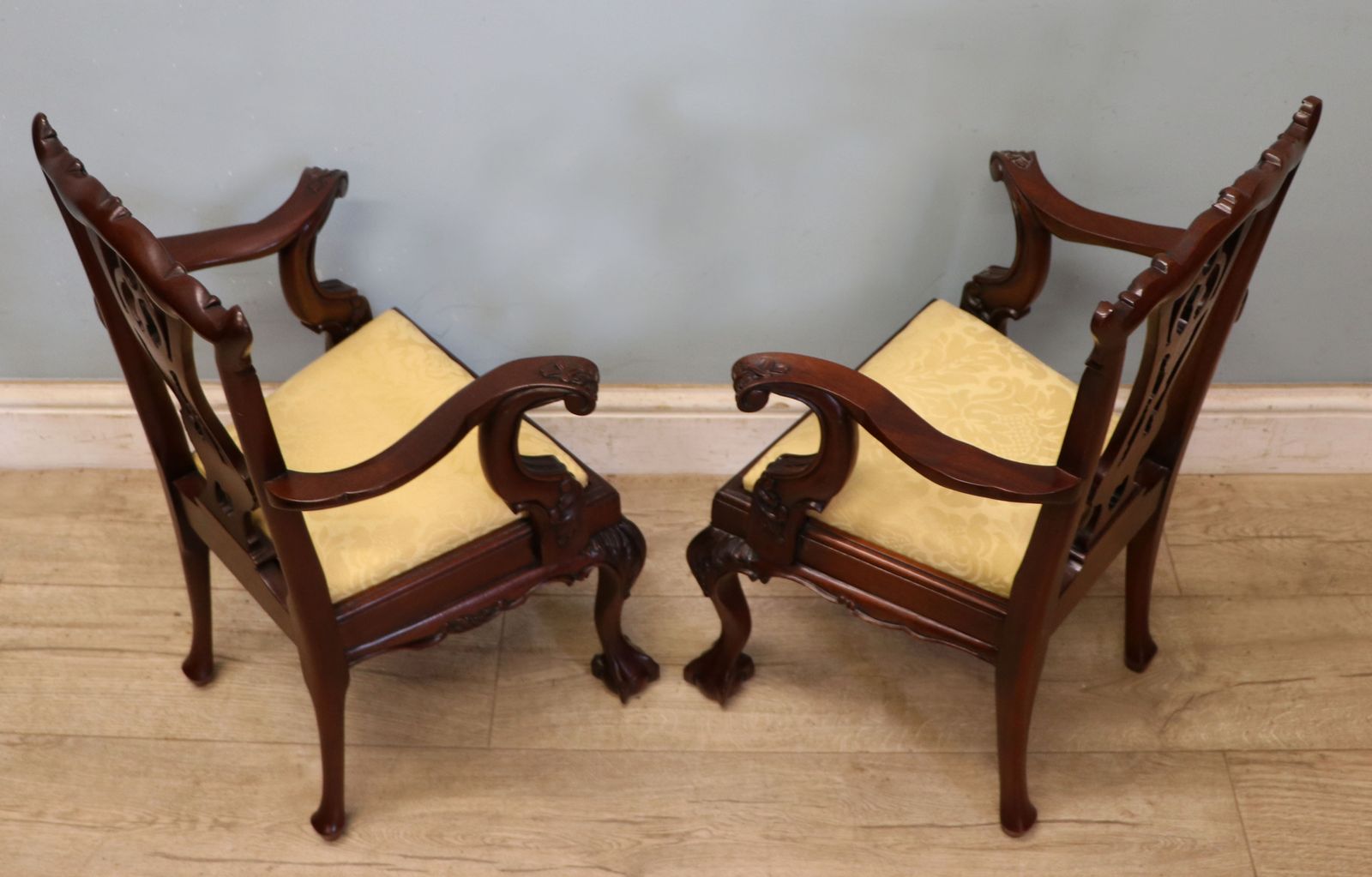 An Absolutely Charming Pair Of Nice Quality Georgian Revival Style Children’s Open Arm Or Carver Chairs. photo for sale