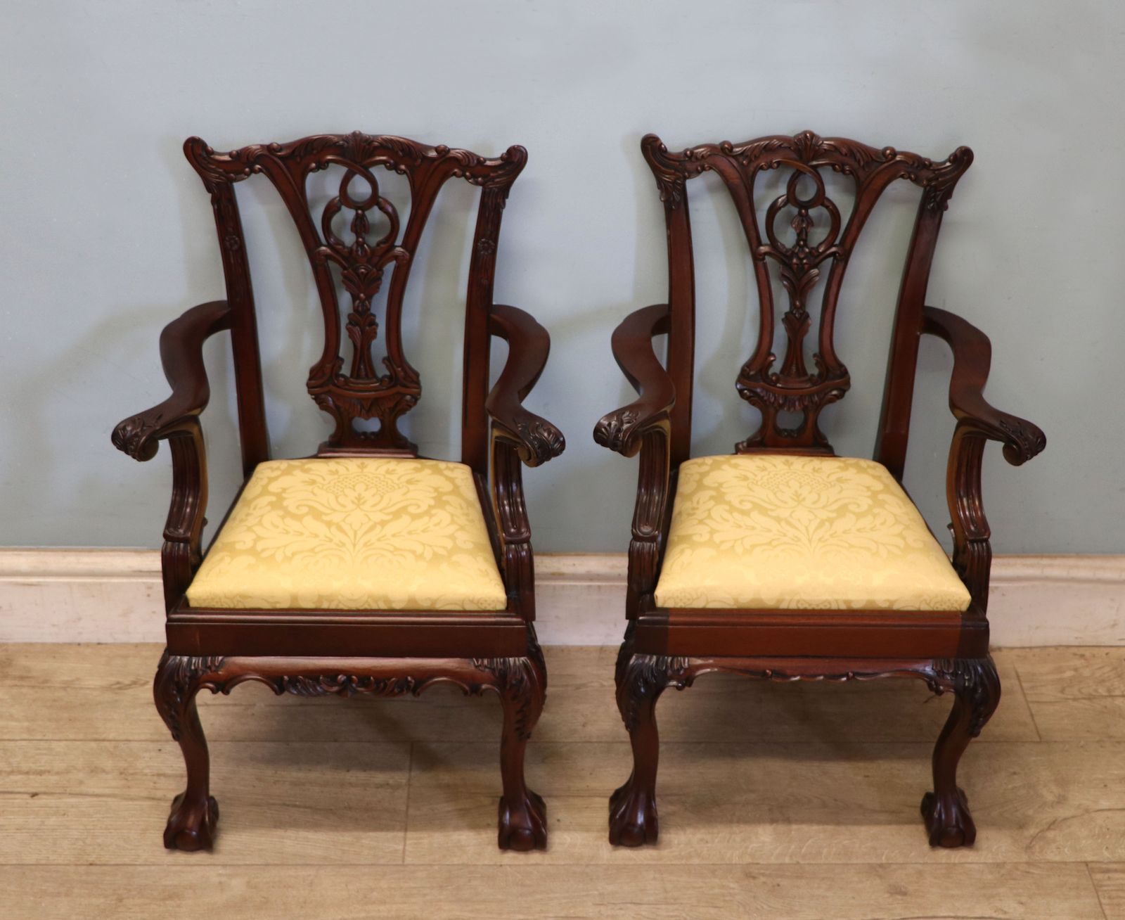 An Absolutely Charming Pair Of Nice Quality Georgian Revival Style Children’s Open Arm Or Carver Chairs.