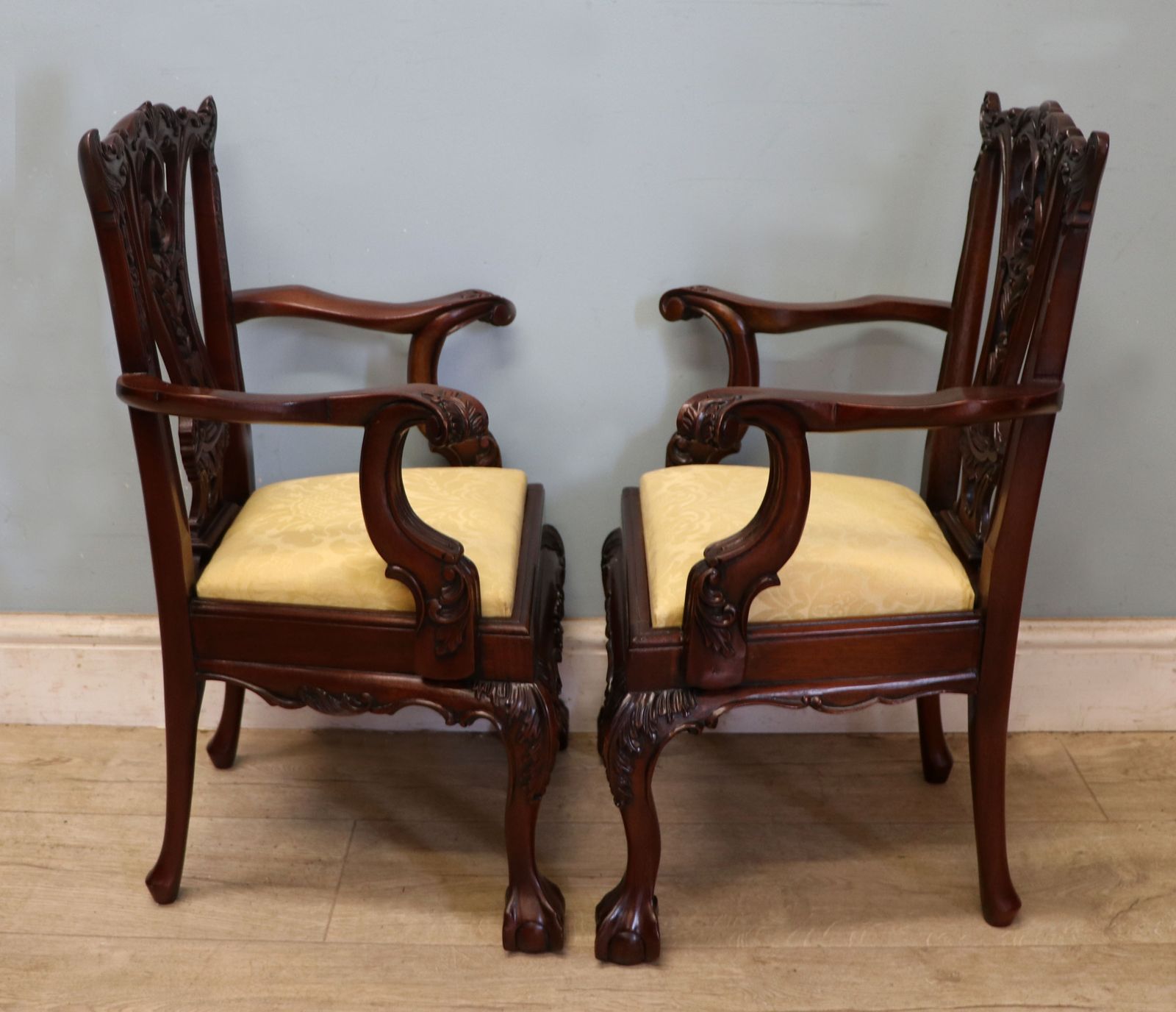 An Absolutely Charming Pair Of Nice Quality Georgian Revival Style Children’s Open Arm Or Carver Chairs. photo vintage