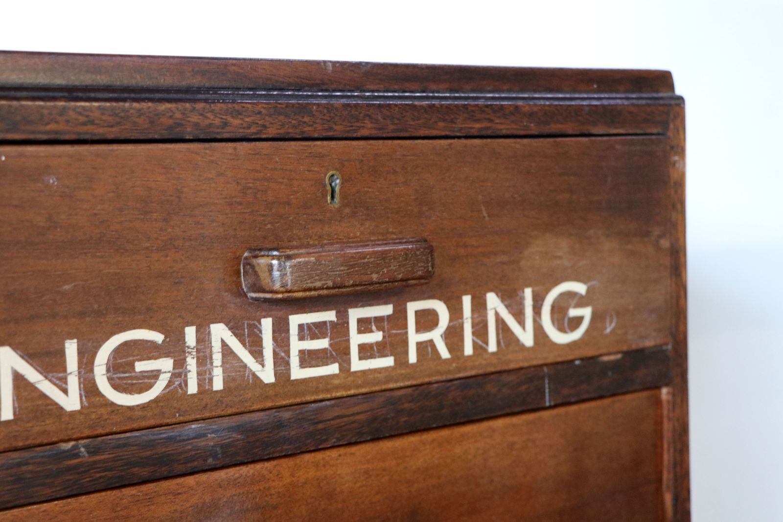 photo furniture A Lovely, Classic 1930s Chest Of Five Drawers, Later Hand Sign Written For Avro Aeronautic Engineering.