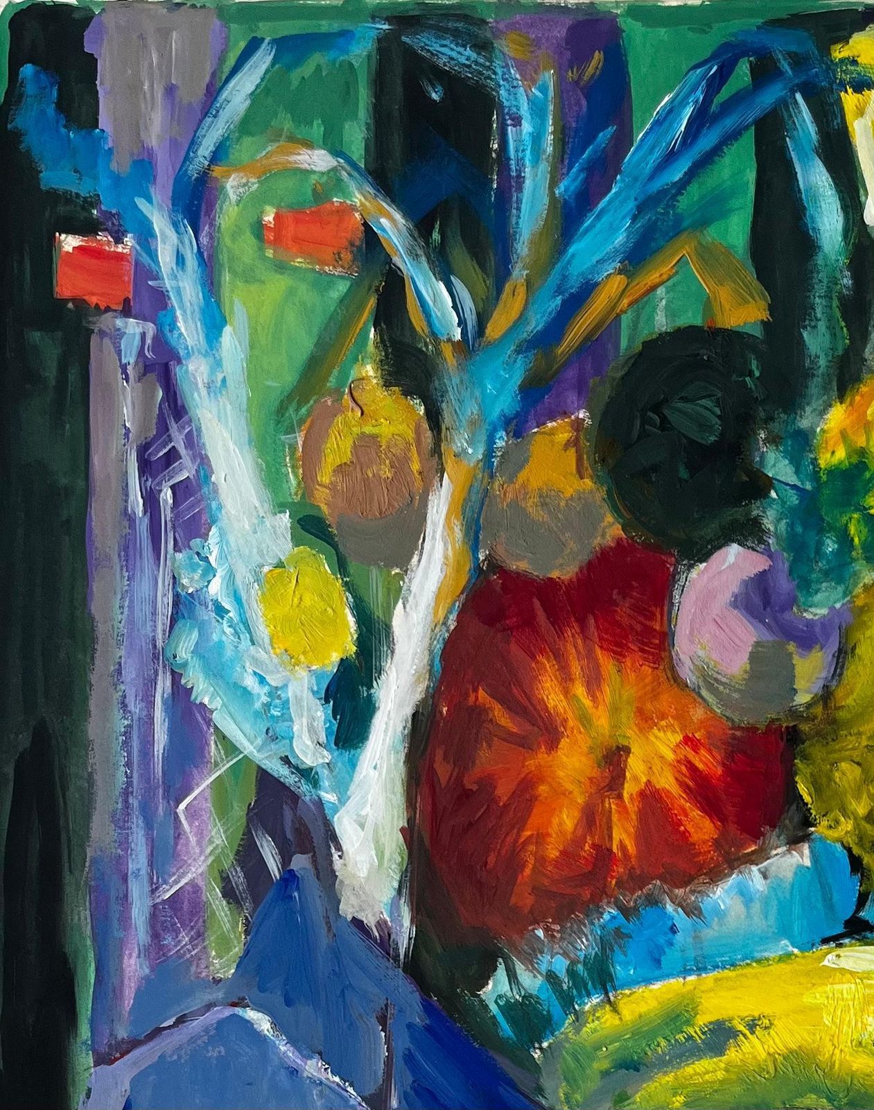 Guy Nicod Still Life With Bananas Leeks And Pumpkin French Modernist Gouache photo for sale