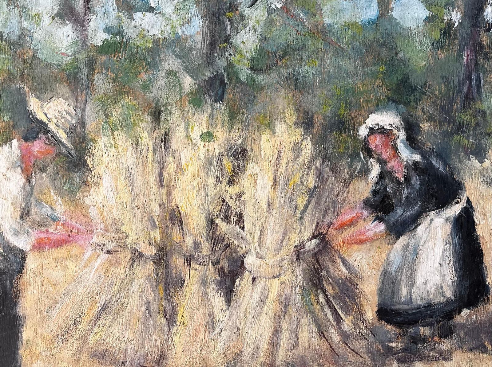 Fanch Lel French Rural Harvest Scene With Farm Workers Bundling Wheat In Forest Landscape photo buy