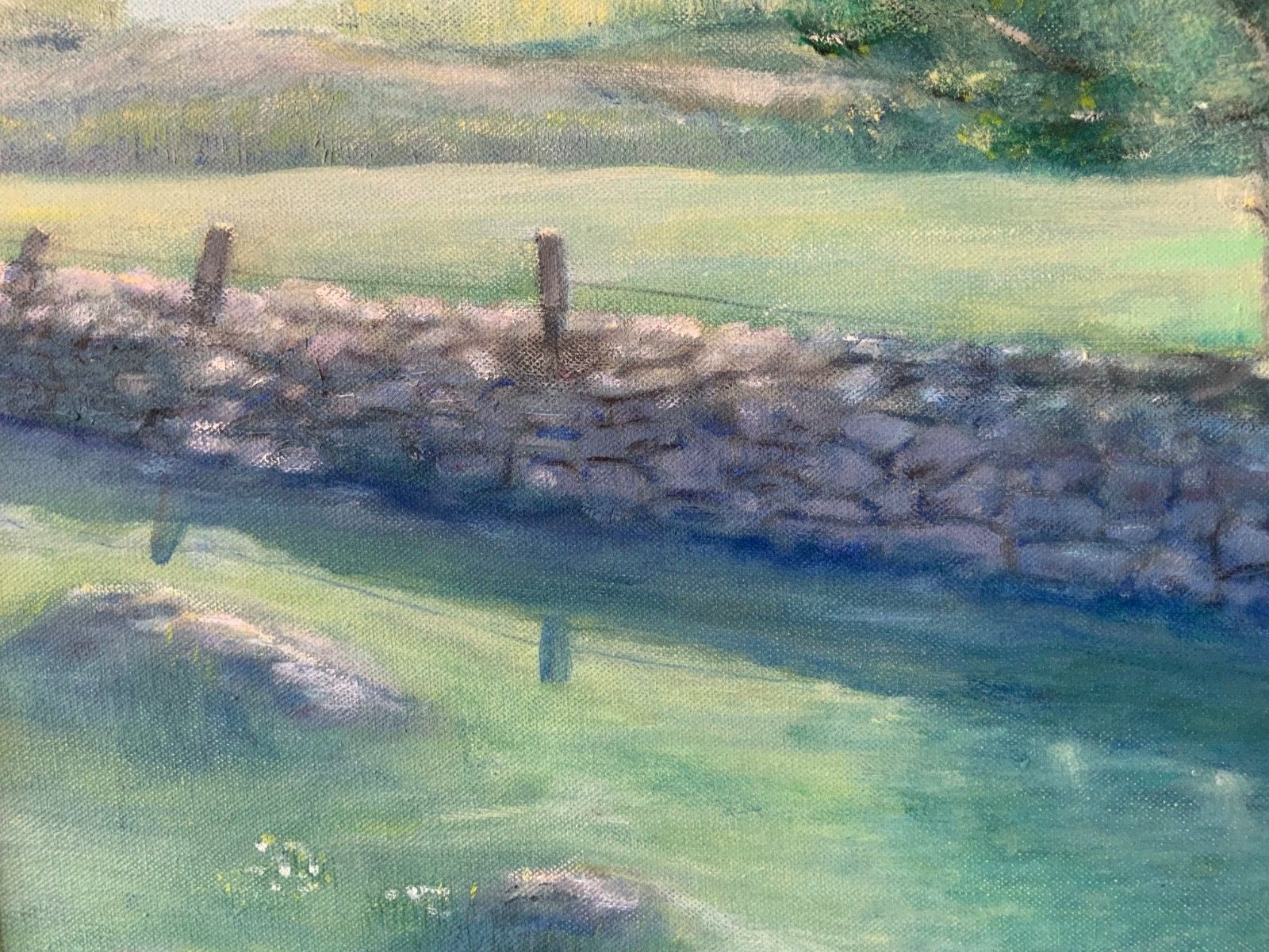 photo furniture Vintage Original Oil On Canvas Painting Impressionists Rural Landscape 1995