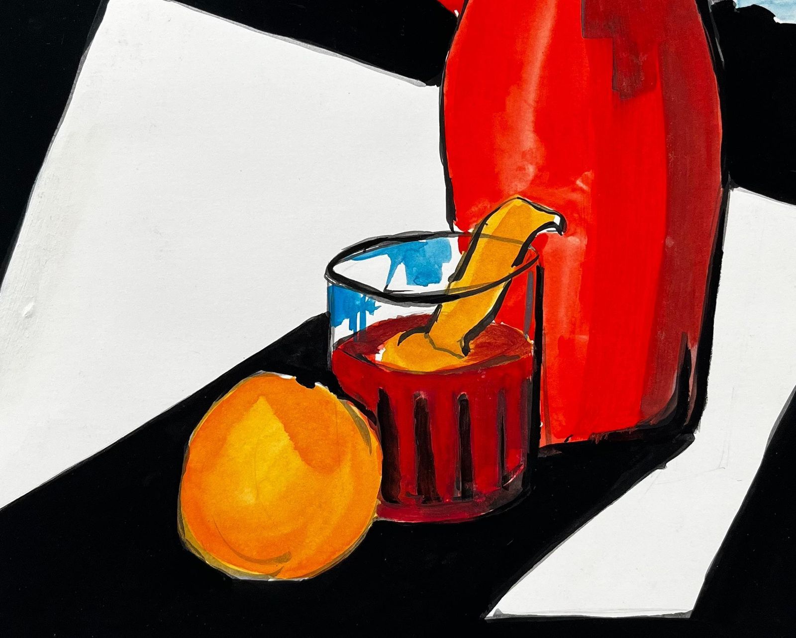 Guy Nicod Martini And Rossi Bitter Vintage Cocktail Advertising French Modernist Gouache photo 675.0