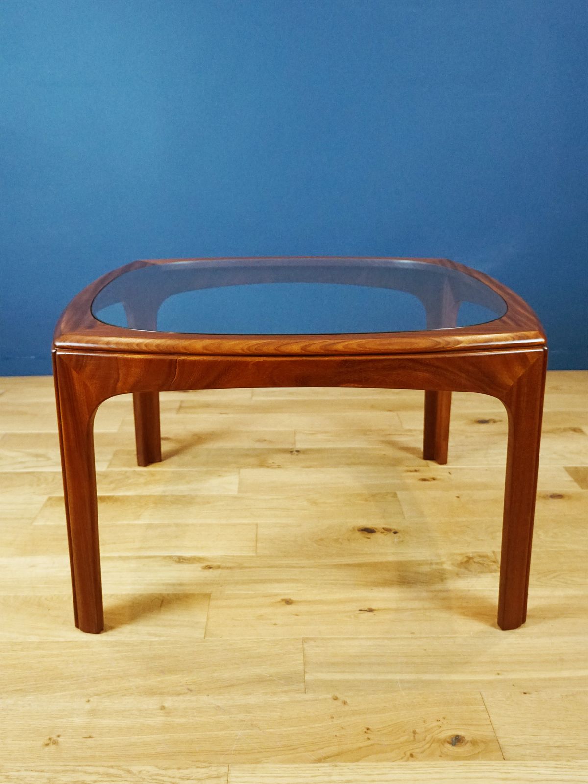 1970s G Plan Afromosia Coffee Table With Sculpted Square Frame And Glass Top photo furniture