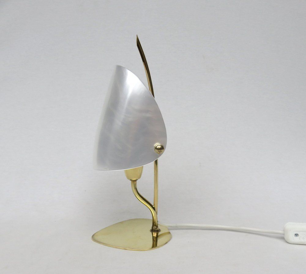 5540.0 Bedside Table Lamps In Brass And Pearl Colored Acrylic Glass From Wkr Lamps, 1950s, Set Of 2 photo