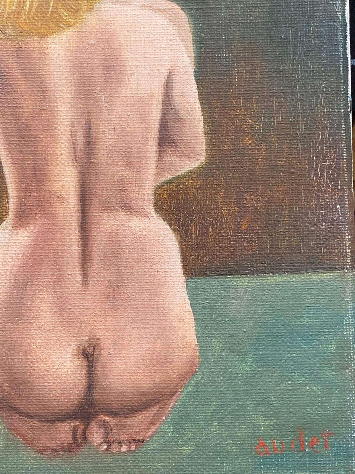 Unknown Fernand Audet '1923 2016' Signed French Impressionist Oil, Nude Lady And Child Circa 1960s photo 375.0