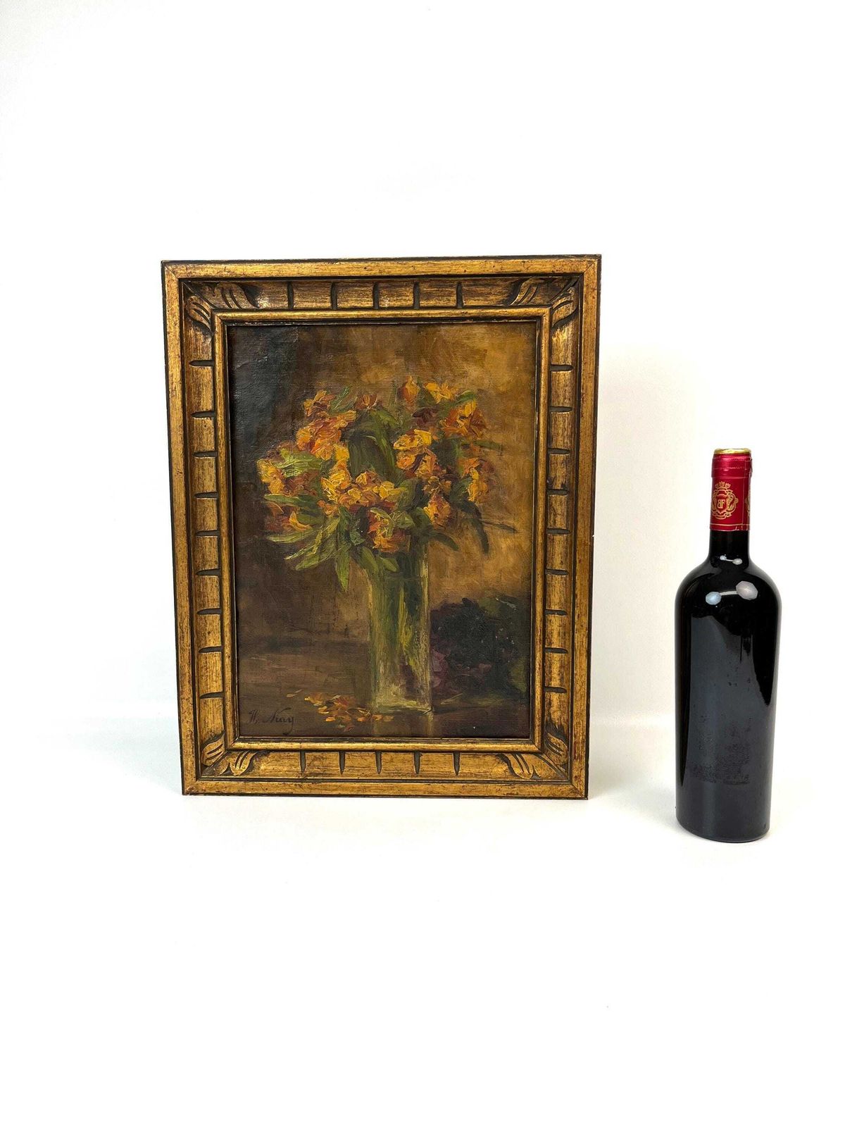 Beautiful French Antique Impressionism Still Life Oil Painting Flowers In Vase Gold Frame Signed H. Niay photo Art