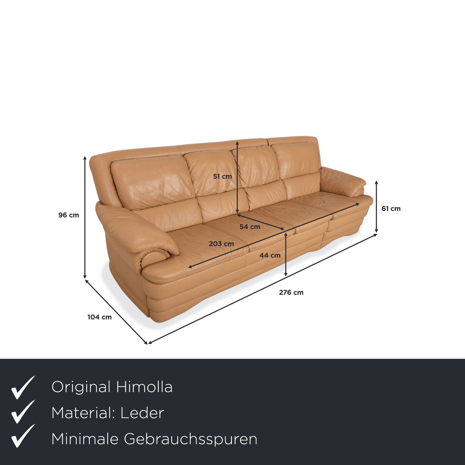 Canapé Himolla 4 places en cuir brun beige photo furniture