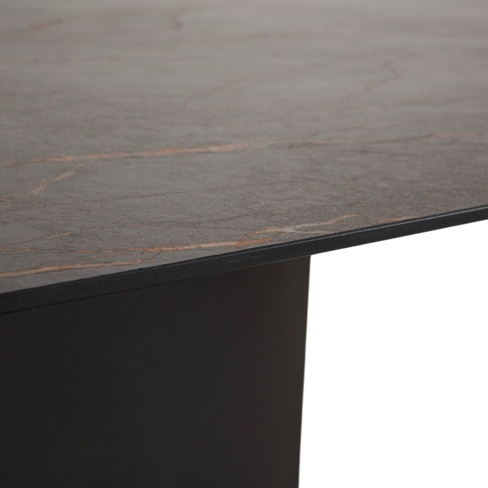 Bert Plantagie Plato Houten Mdf Eettafel, Grijs, Hpl Steenlook, Metalen Onderstel photo for sale