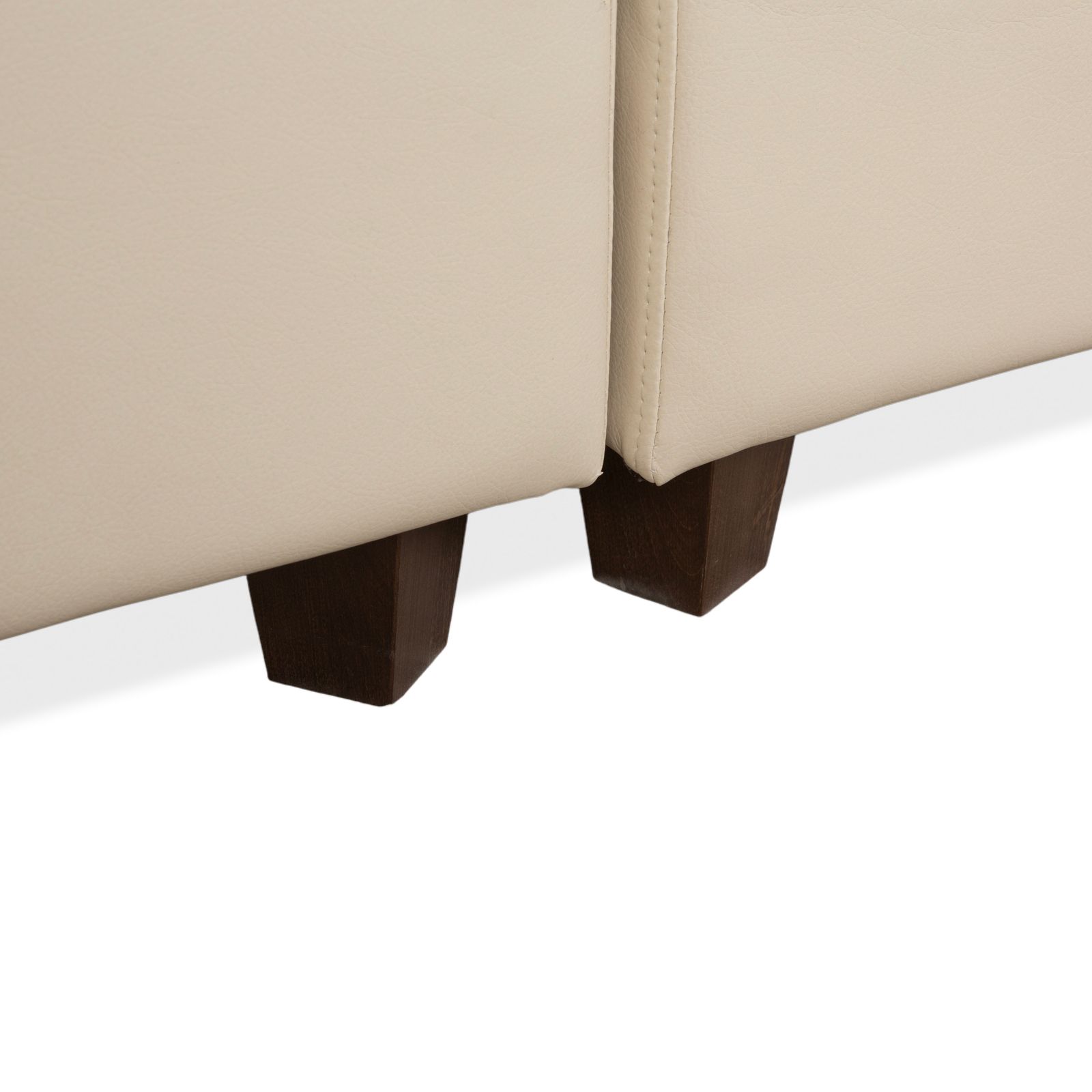 Boxspringliebe Stockholm Bed Faux Leather Cream Beige photo Furniture