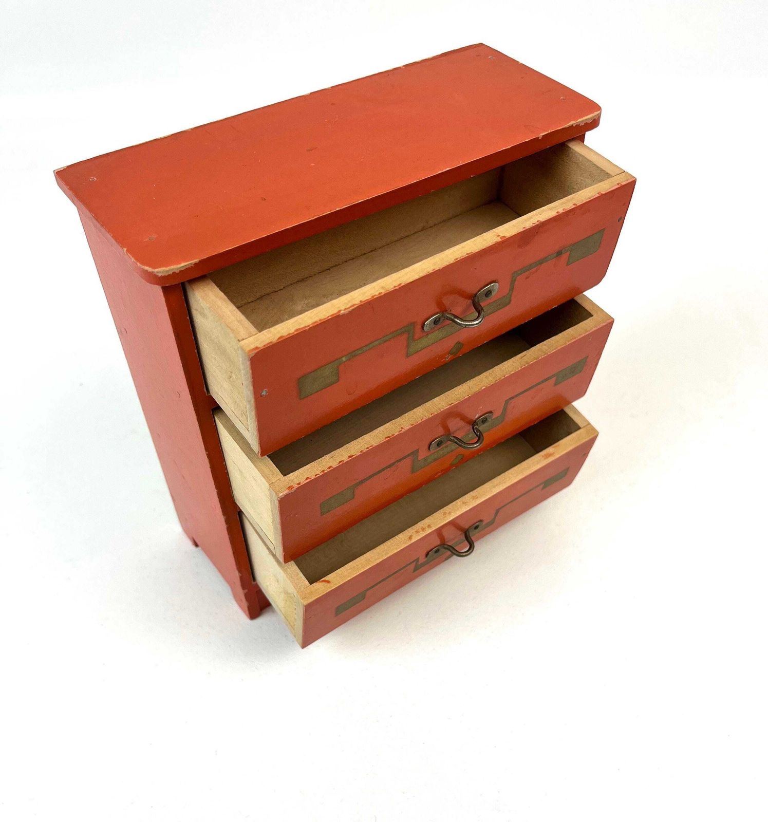 Rare Art Deco Bauhaus De Stijl Red Jewelry Table Box Chest Of Drawers France 1930 photo 386.0