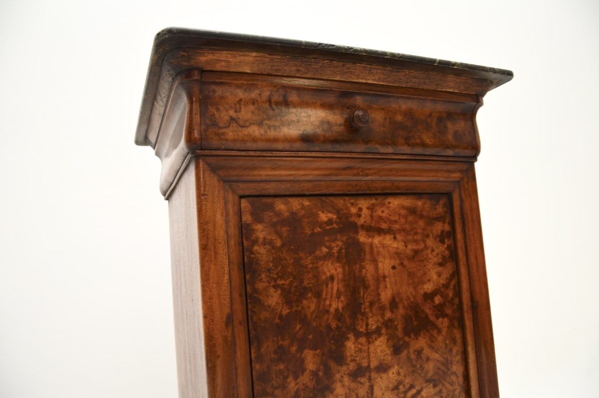 Antique French Walnut Marble Top Bedside Cabinet photo Furniture