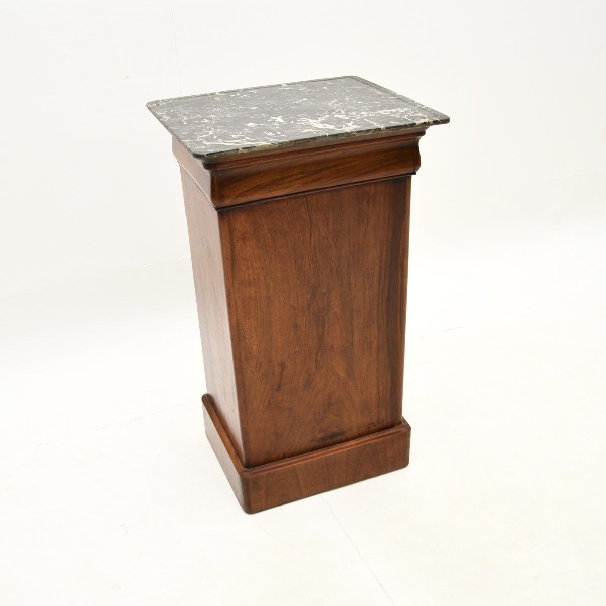 photo furniture Antique French Walnut Marble Top Bedside Cabinet