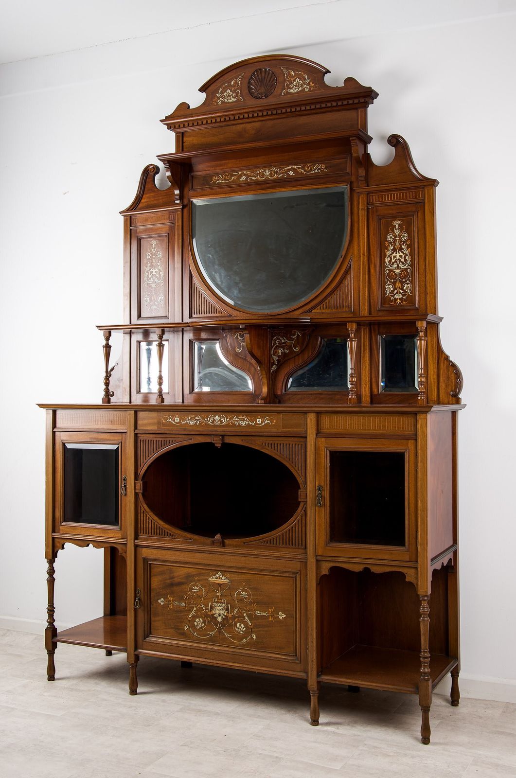 Impressive Victorian Mahogany Inlaid Chiffonier Cabinet   Late 19th Century photo for sale