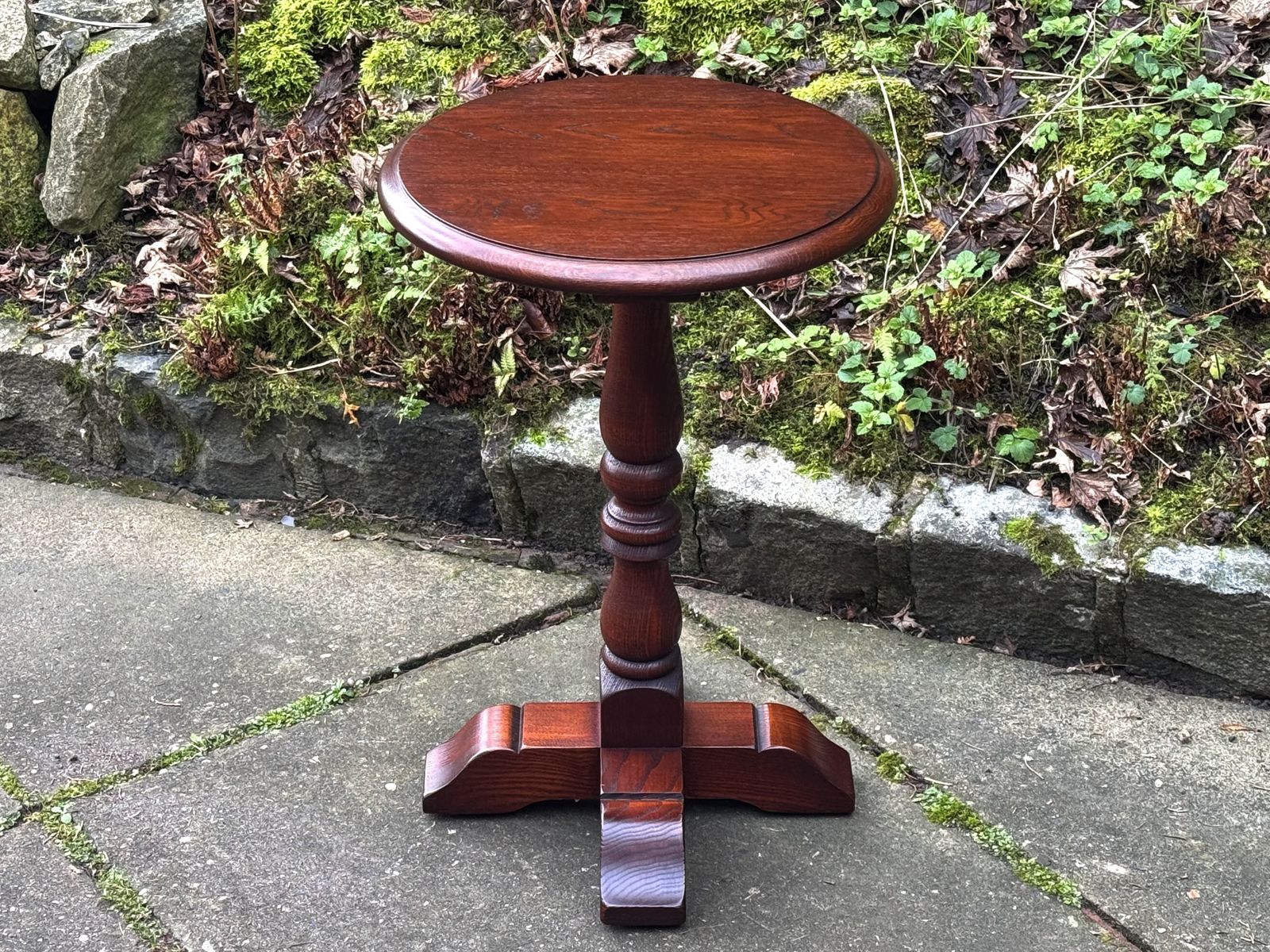 photo buy A Wood Brothers Old Charm Tudor Brown Solid Oak Occasional Lamp / Wine / Coffee Table