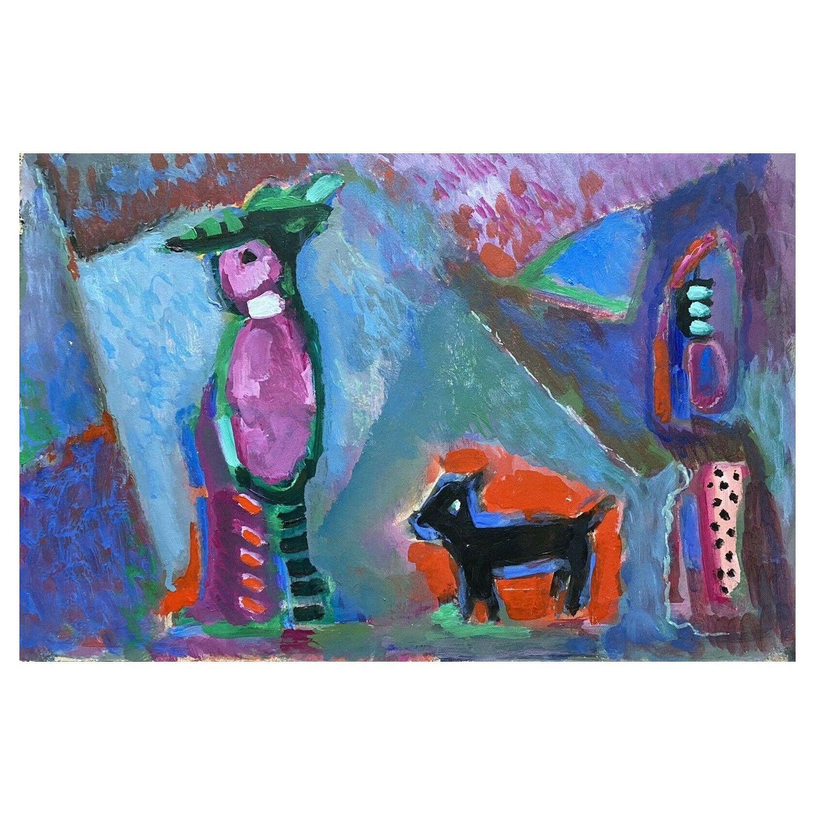 Akos Biro Akos Biro 'Hungarian 1911 2002' French Expressionist Oil, Figure With Dog 2006