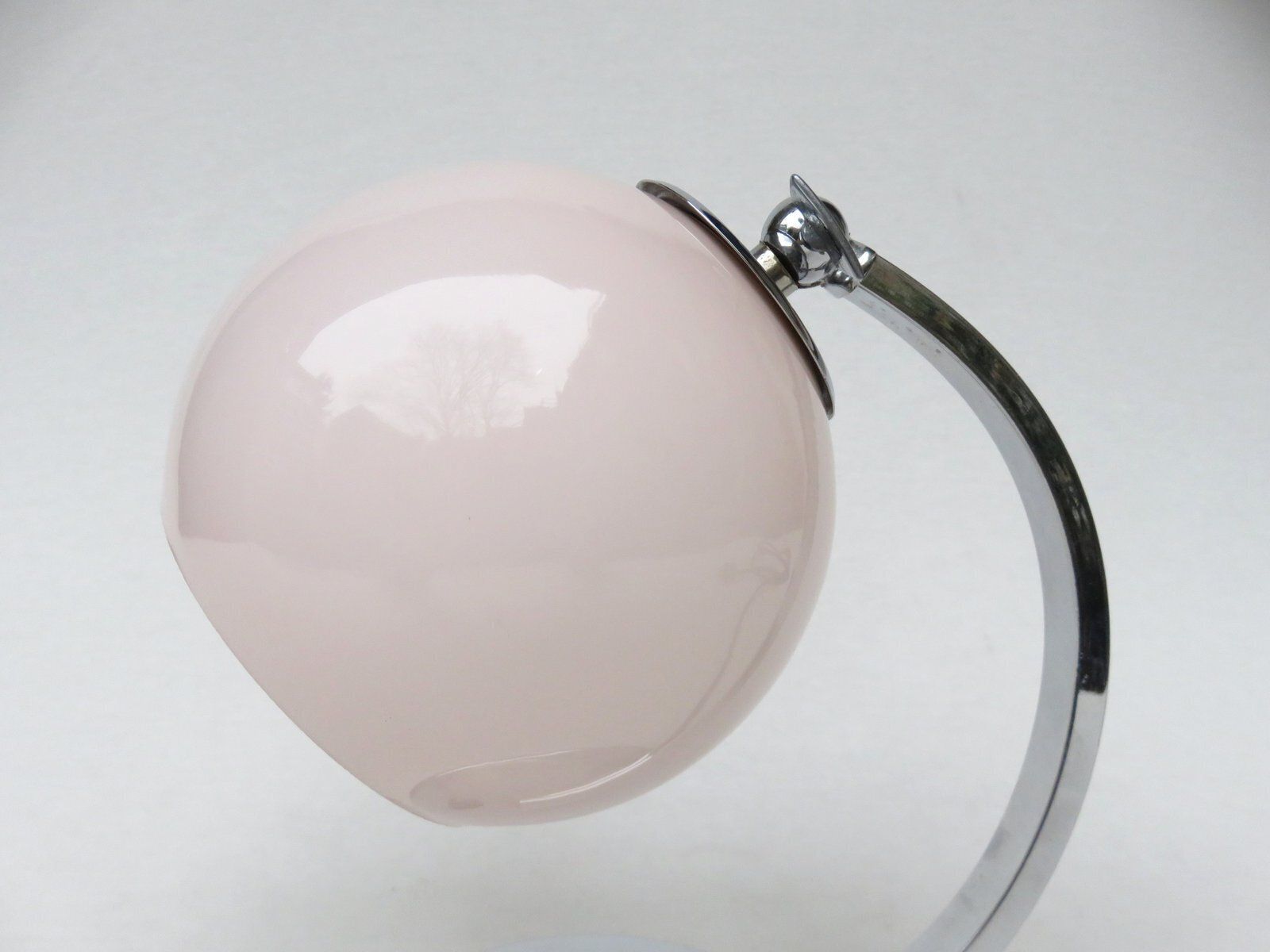 photo furniture Vintage Art Deco Bedside Lamp In Chrome Plated And Rose Cased Glass, 1920s