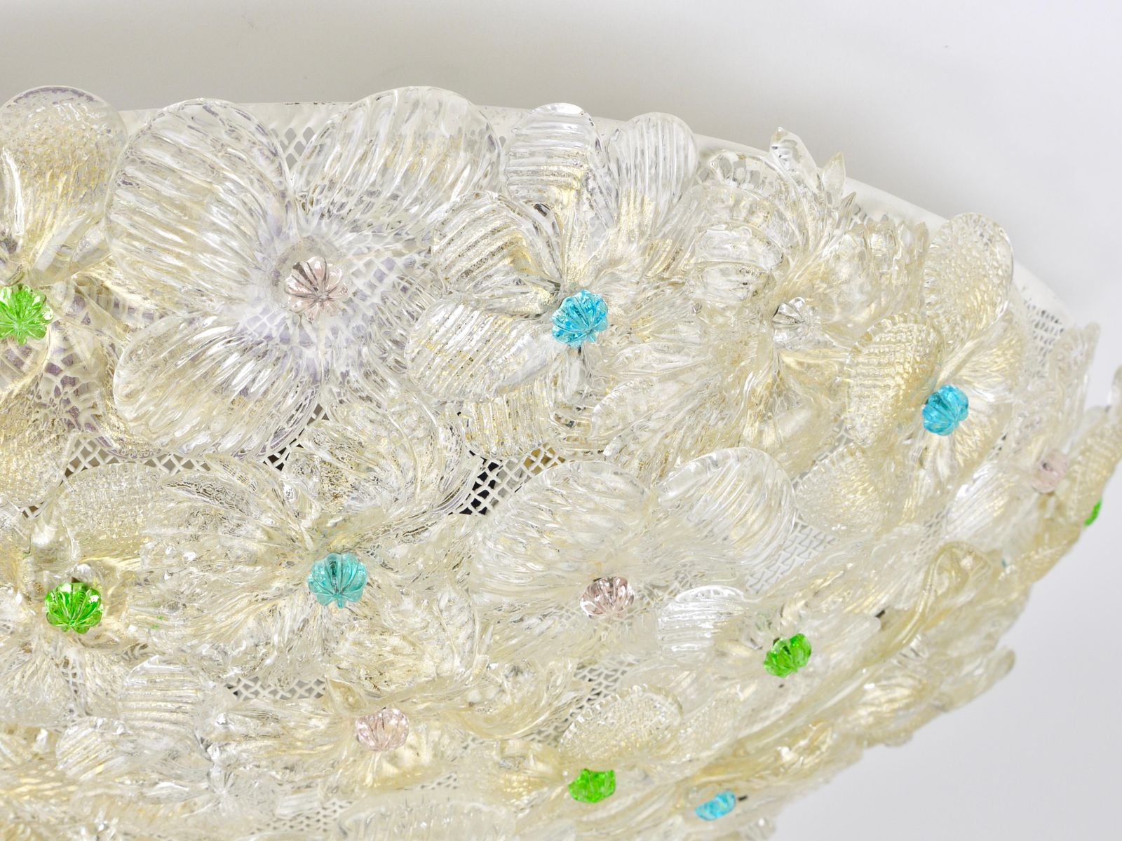 Barovier & Toso Large Millefiori Murano Glass Flower Flush Mount, Italy, 1960s photo Lighting