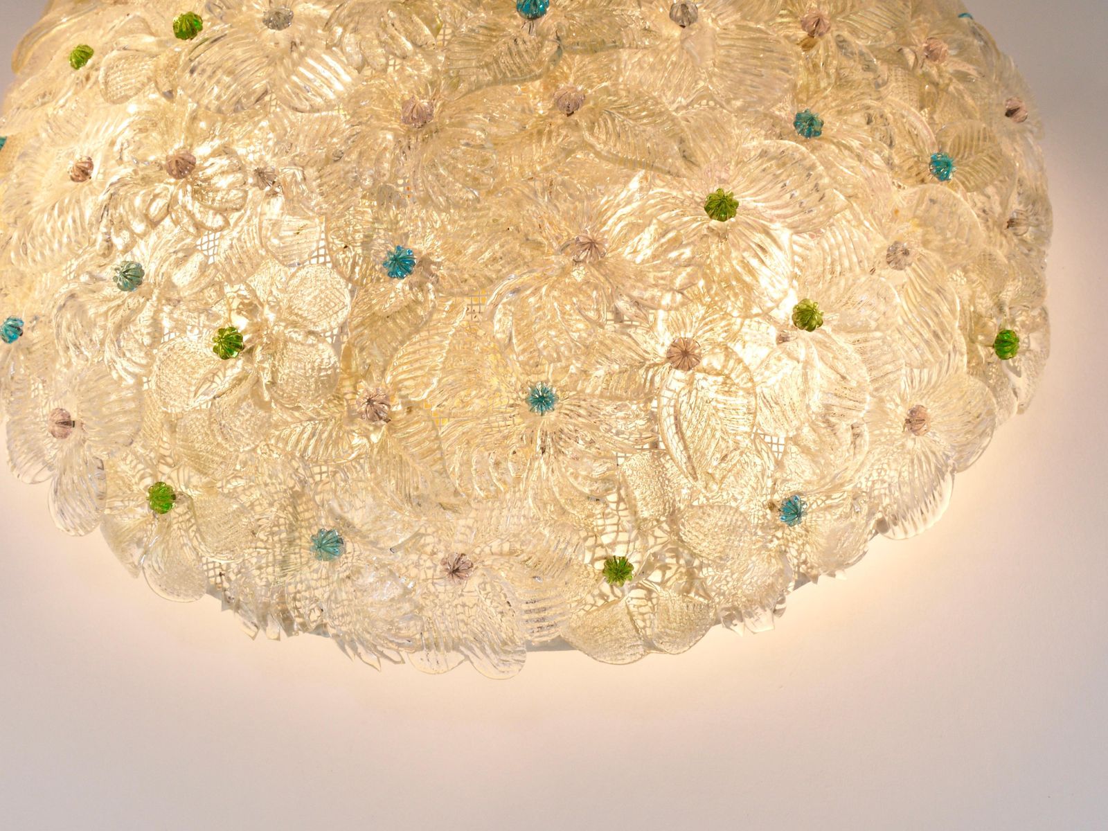 photo furniture Barovier & Toso Large Millefiori Murano Glass Flower Flush Mount, Italy, 1960s