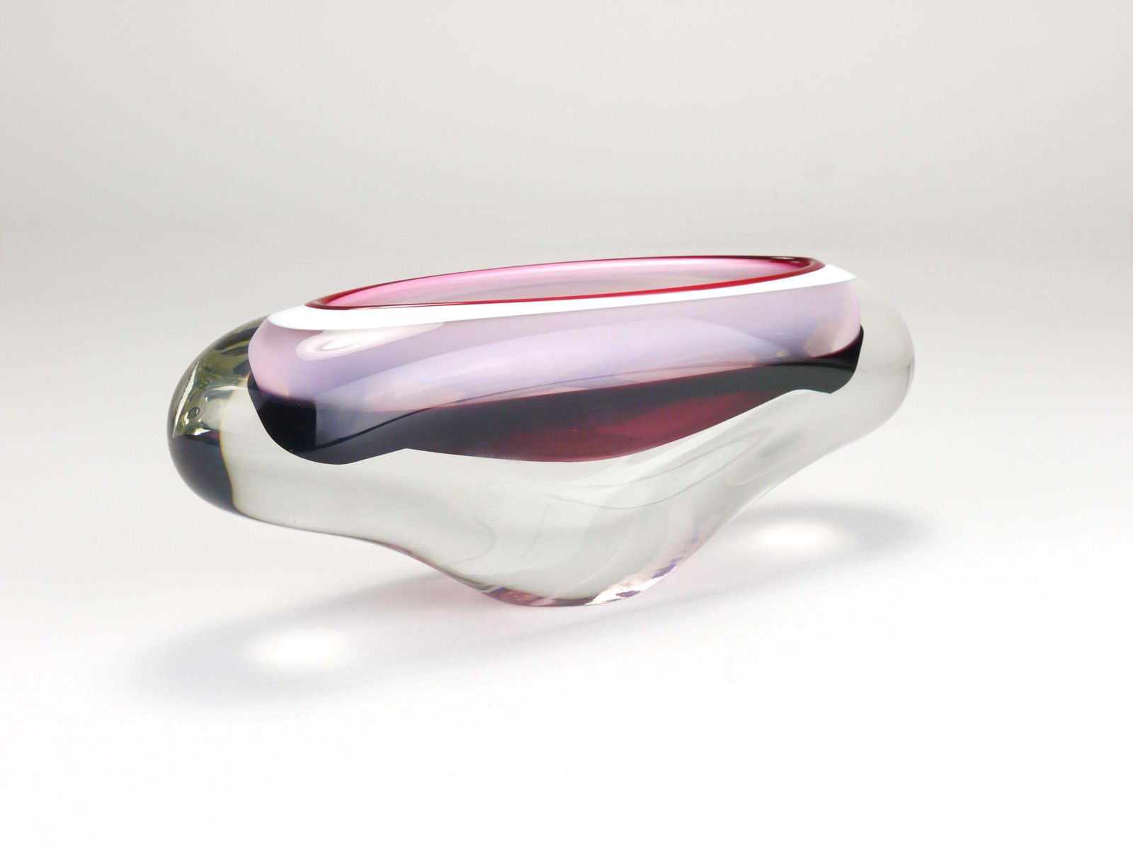 Josef Hospodka Sommerso Multi Color Studio Art Glass Bowl, Czechoslovakia, 1960s photo vinterior