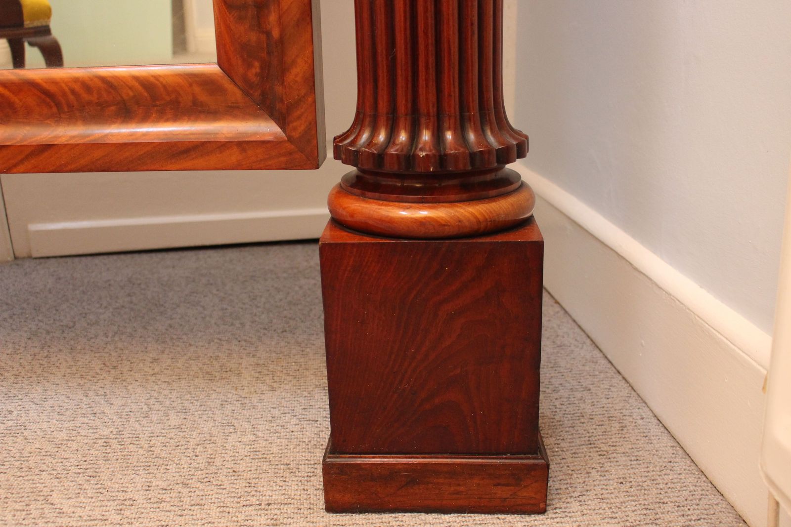 photo for sale Monumental French 19th Century Flame Mahogany Cheval Mirror