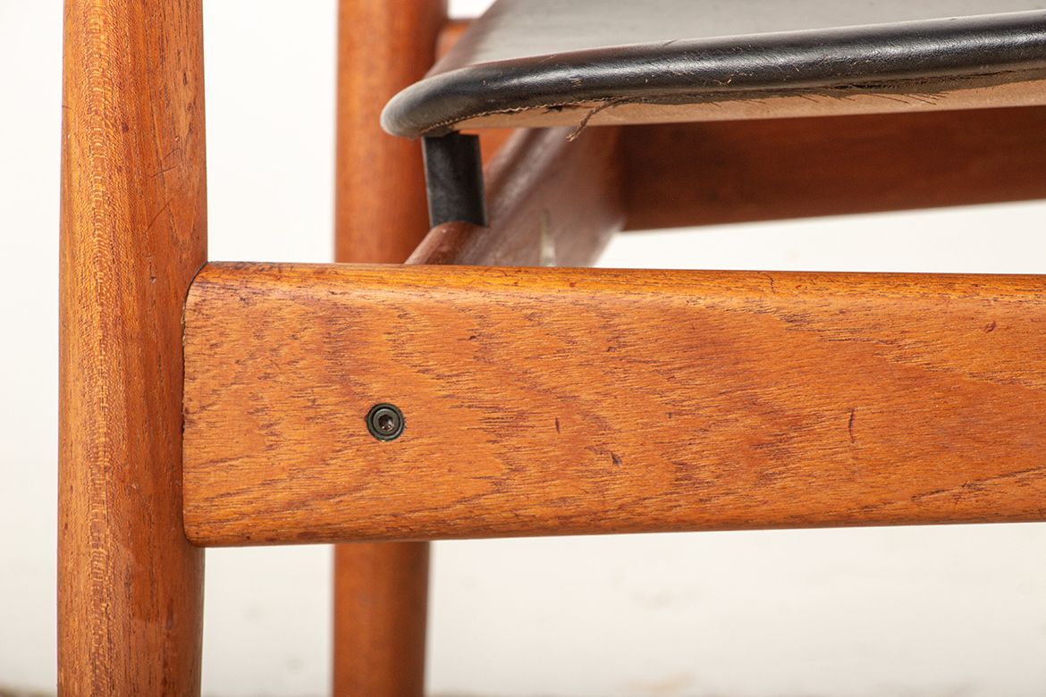 Set Of 6 Danish Chairs In Teak, Cane And Leather, Model Fd 187 By Arne Vodder For France & Son 1956. photo buy