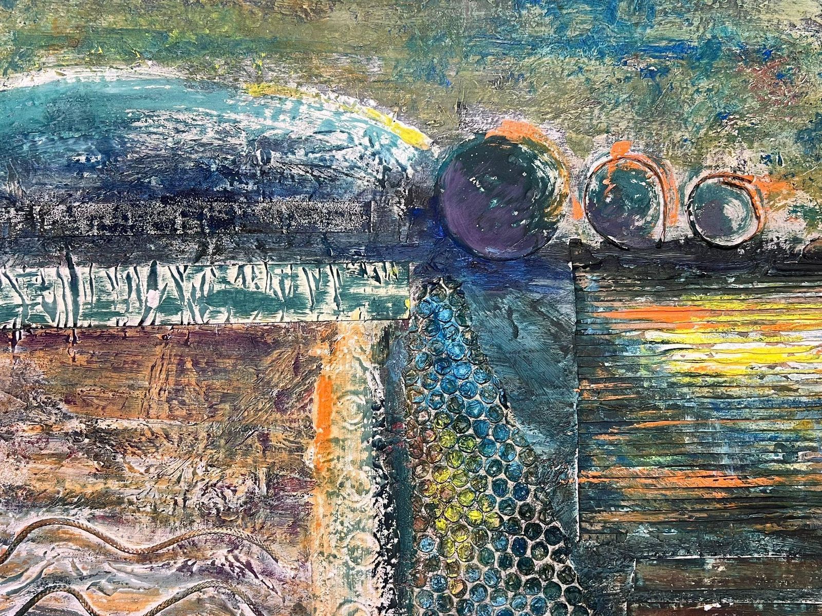 Helen Greenfield Abstract Mixed Media Landscape With Textured Elements And Geometric Forms photo furniture