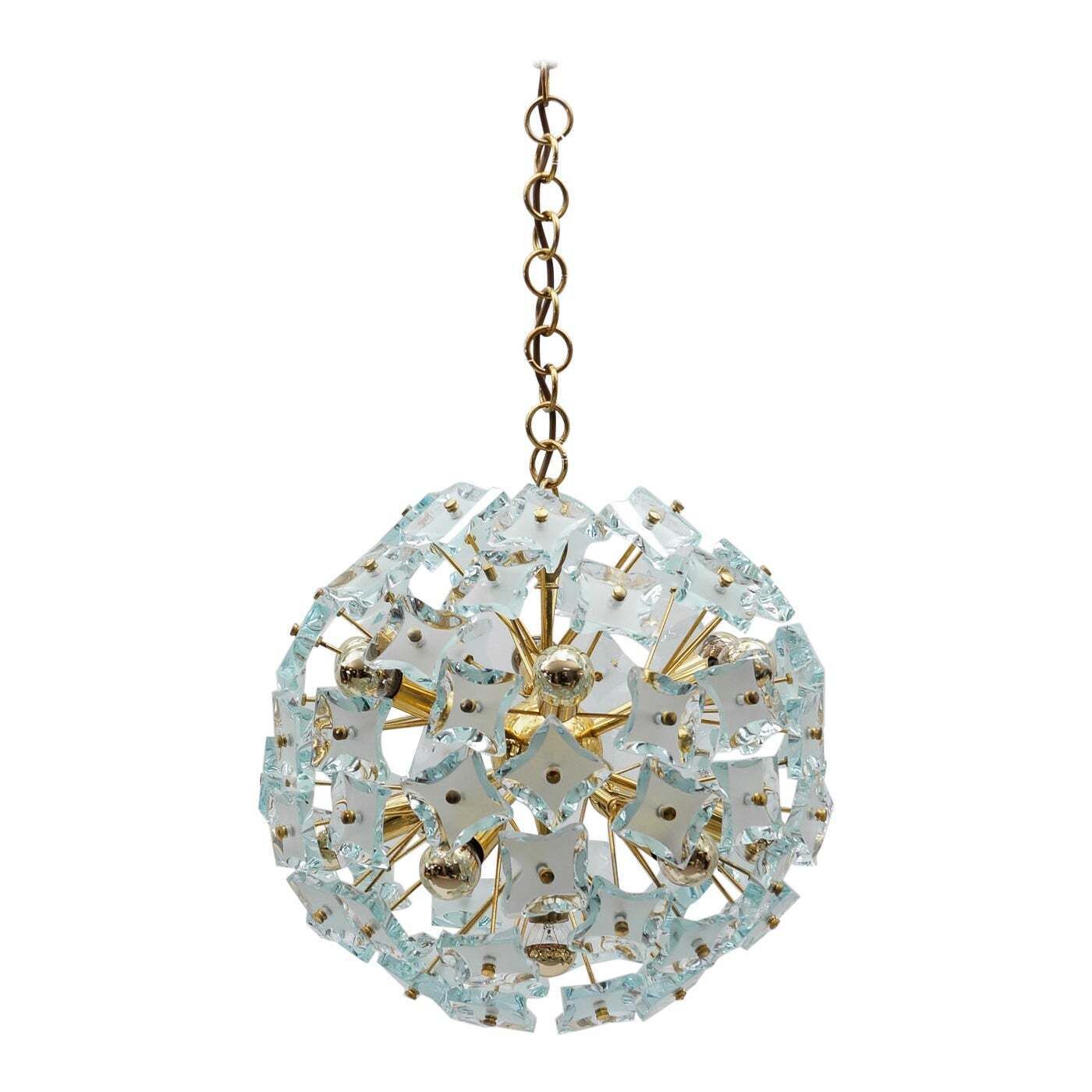 Snowflake Lamp In Gold And Glass In The By Zero Quattro, 1960s Italy