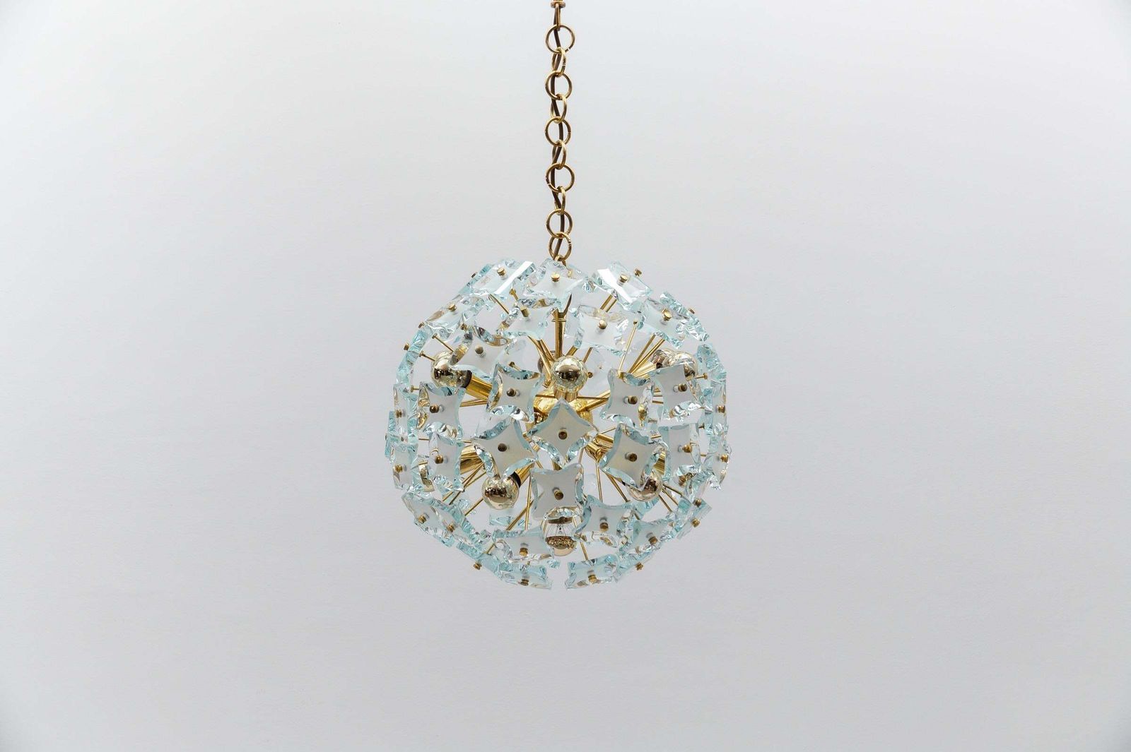 Snowflake Lamp In Gold And Glass In The By Zero Quattro, 1960s Italy photo Lighting