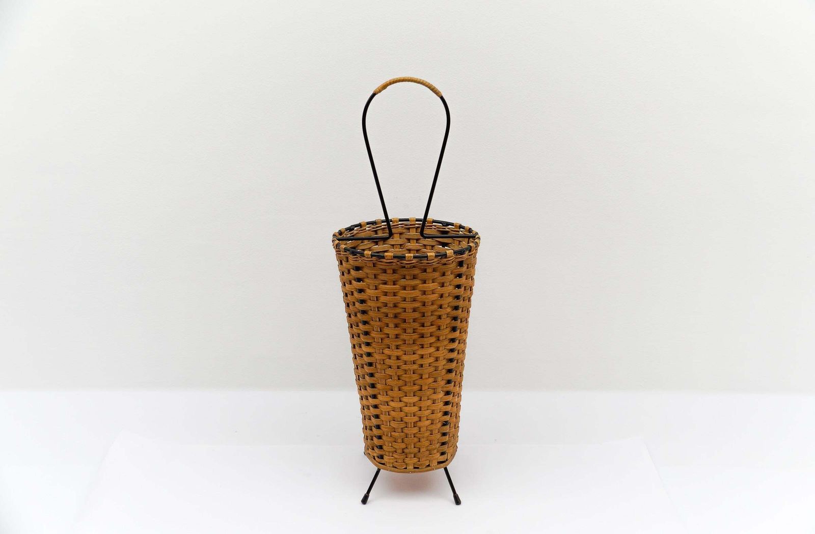 Scandinavian Umbrella Stand Made Of Rattan And Cord, 1960s Sweden photo for sale