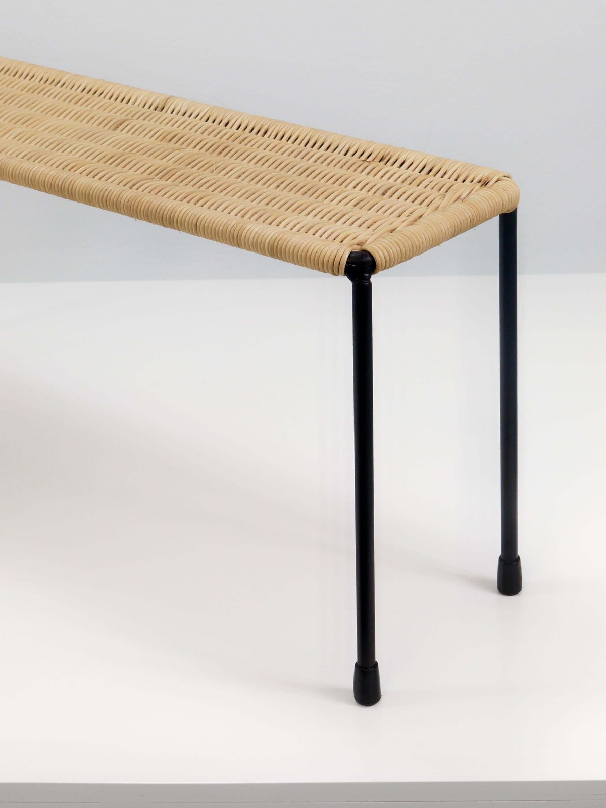 photo vinterior Carl Aubock Side Table, Flower Plant Bench, Iron, Rattan, Wicker, Austria, 1950s