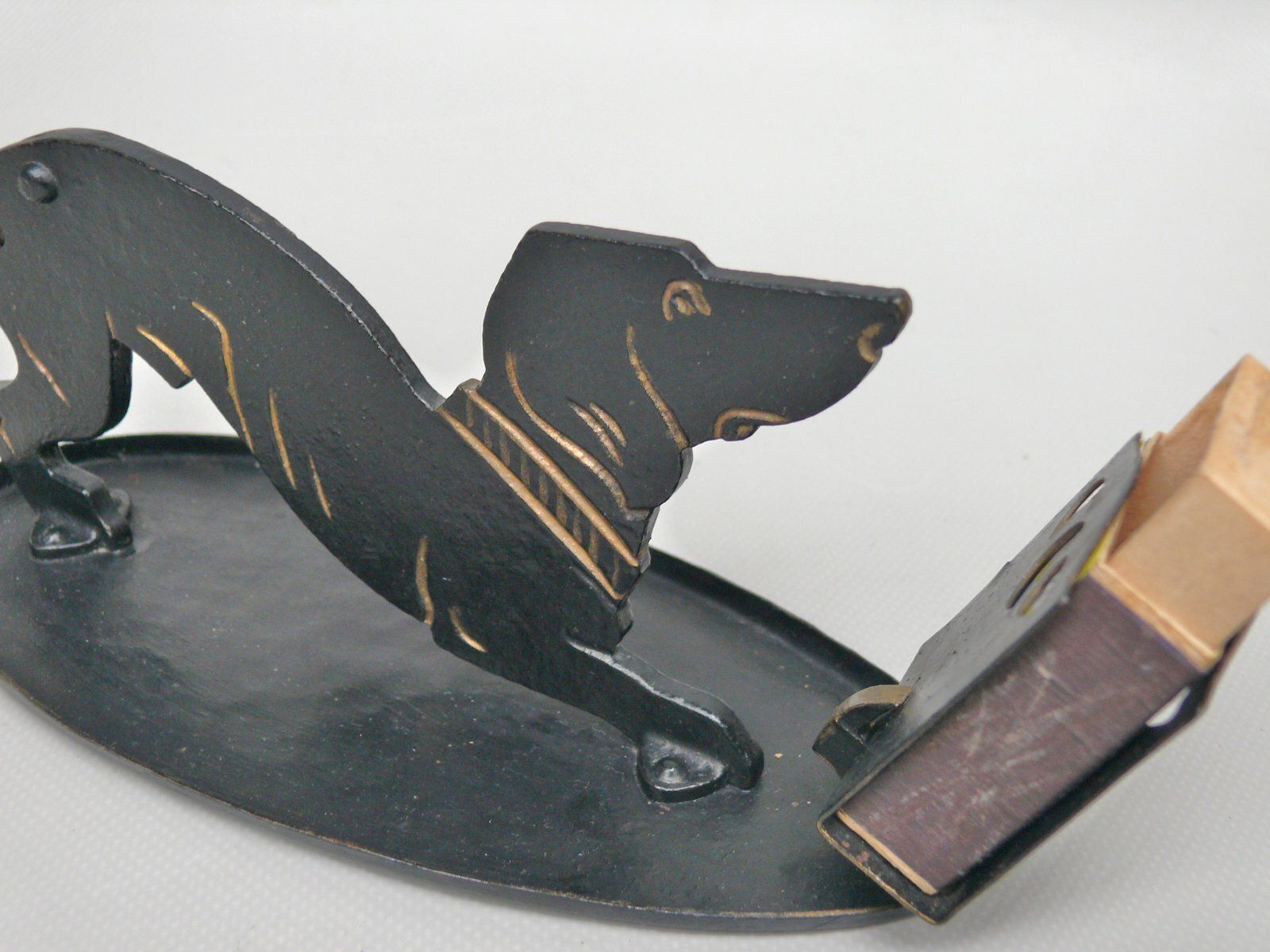 Arts And Crafts Art Nouveau Iron, Brass, Black And Gold Cigar Cutter, 1890s photo vintage