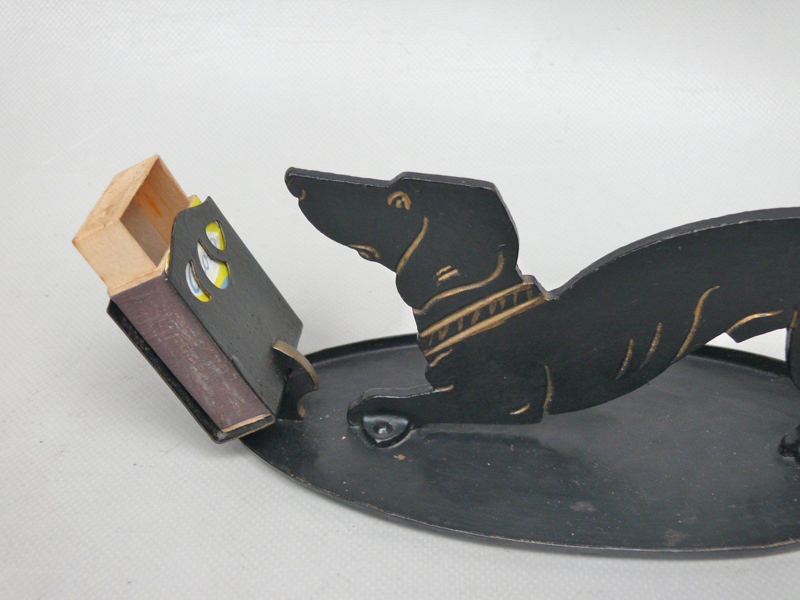 photo for sale Arts And Crafts Art Nouveau Iron, Brass, Black And Gold Cigar Cutter, 1890s