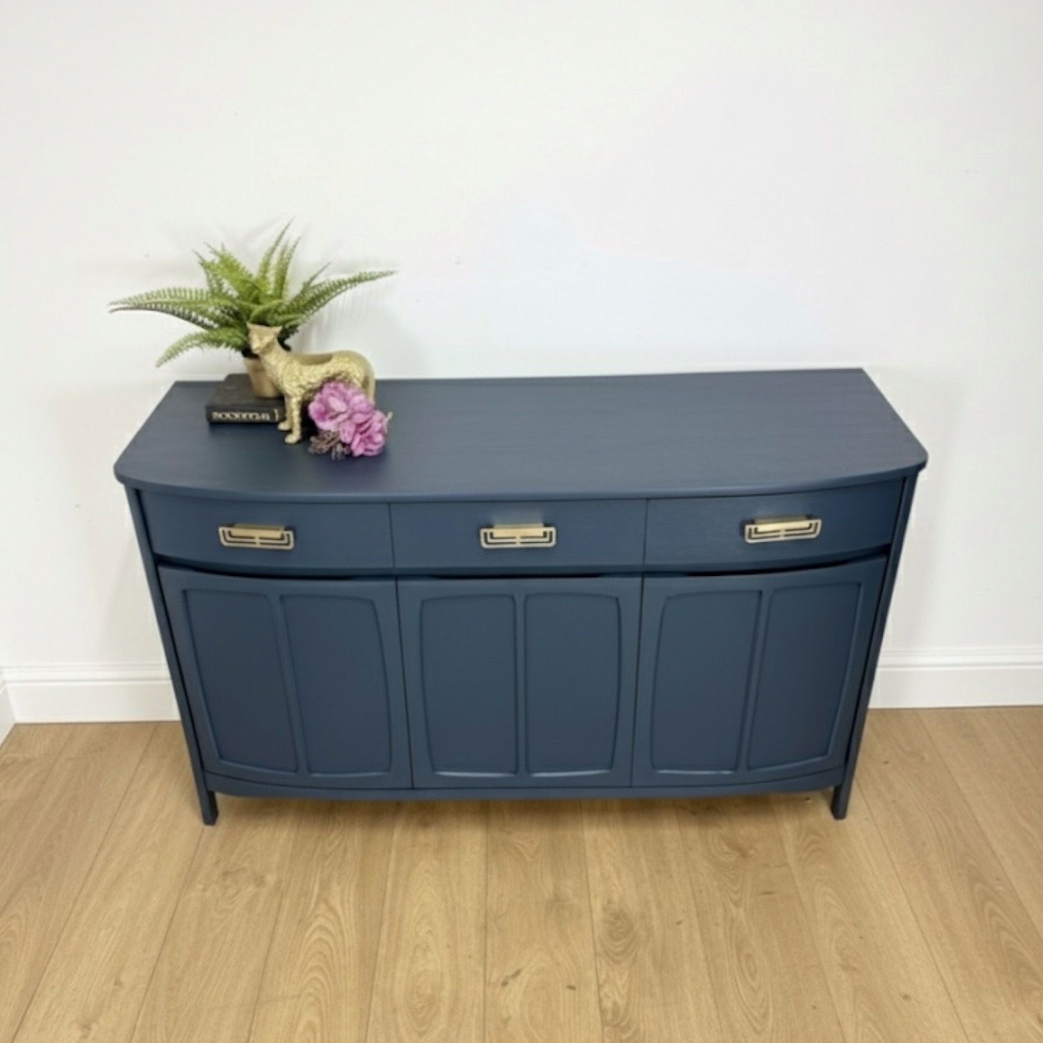 Refinished Navy Blue Nathan Sideboard, Mid Century Modern, Tv Stand, Drinks, Teak photo vinterior