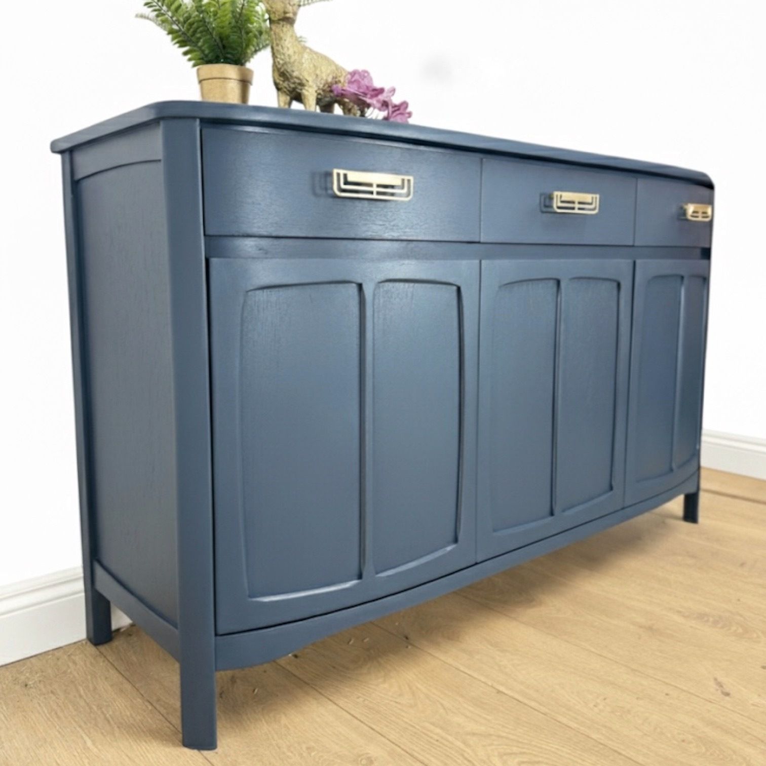 photo furniture Refinished Navy Blue Nathan Sideboard, Mid Century Modern, Tv Stand, Drinks, Teak