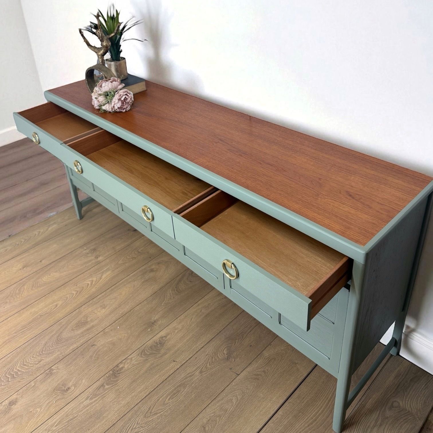 Made To Order Mid Century Modern Sage Green Nathan Sideboard, Drinks, Cocktail, Eucalyptus photo Furniture