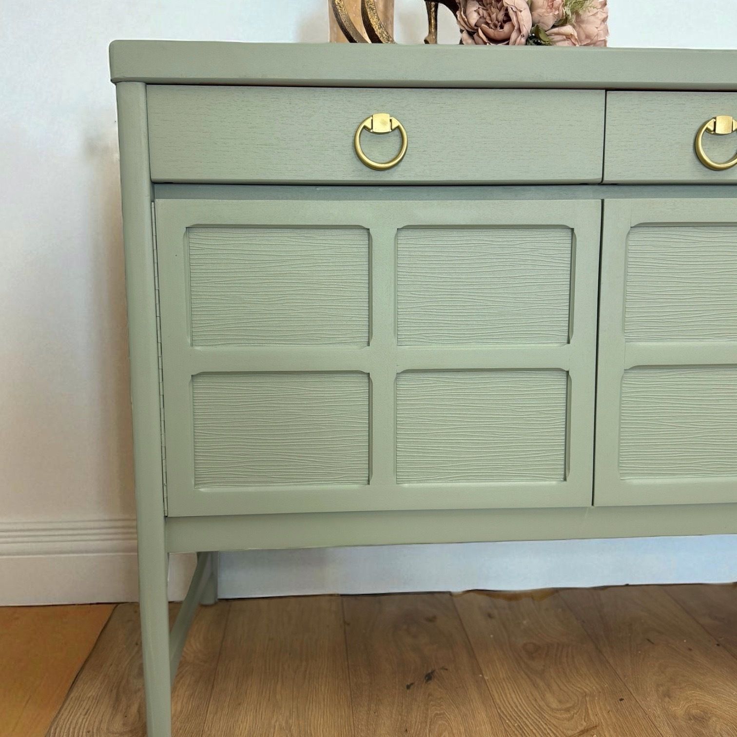photo for sale Made To Order Mid Century Modern Sage Green Nathan Sideboard, Drinks, Cocktail, Eucalyptus