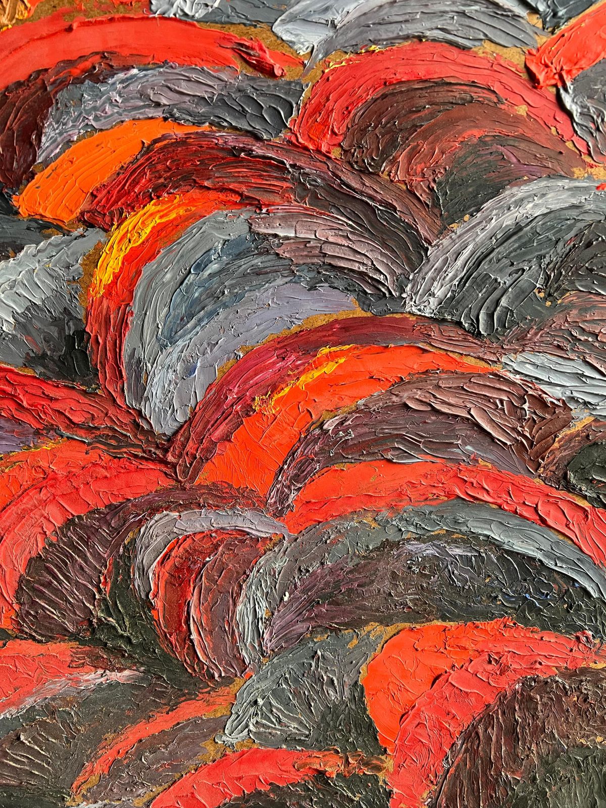 photo furniture French 1960's Abstract Expressionist Painting With Bold Textured Brushstrokes Sunset Colours