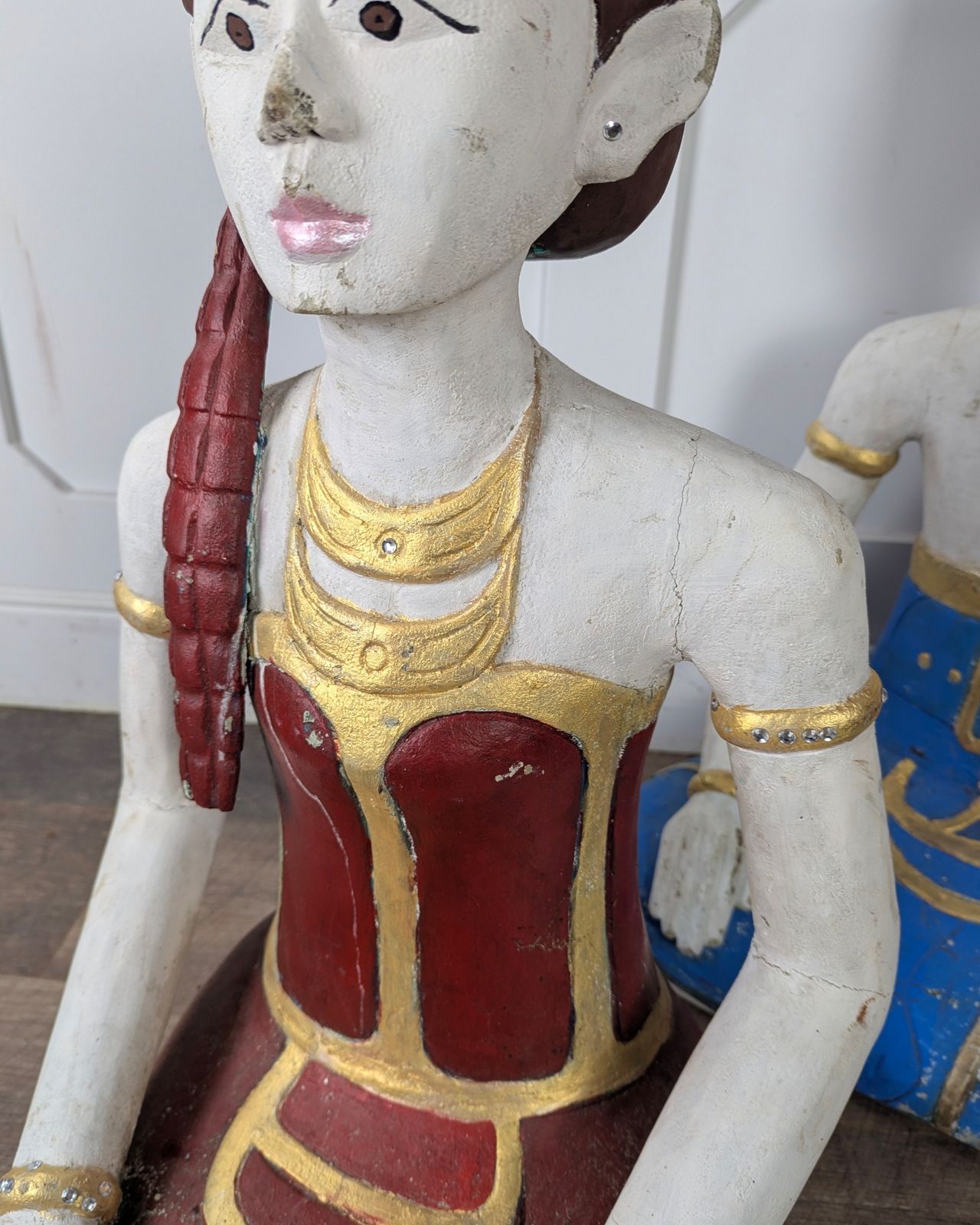 Loro Blonyo Pair (Near Life Size) – Javanese Wooden Statues photo vintage