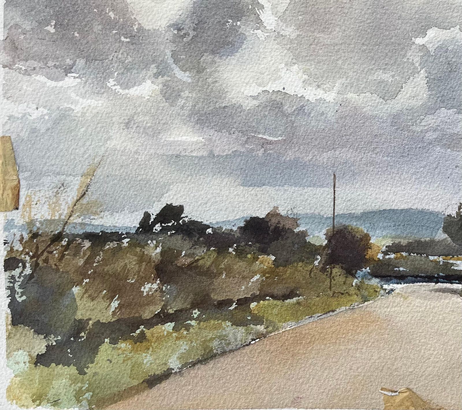 Anthony Avery British Watercolor Of A Countryside Road Under Dramatic Clouds photo 470.0
