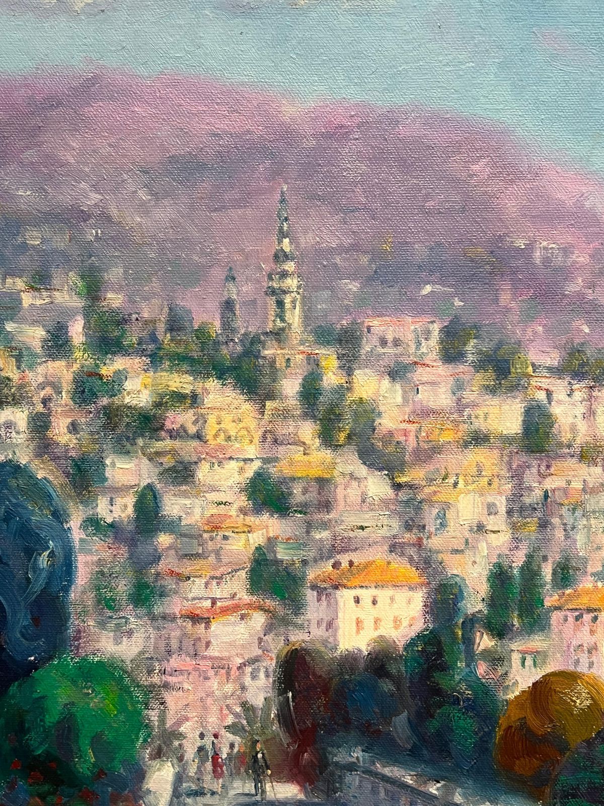 Laszlo Ritter Impressionist Signed Oil Painting Menton French Riviera Cote D'azur Landscape 20th Century photo 1575.0