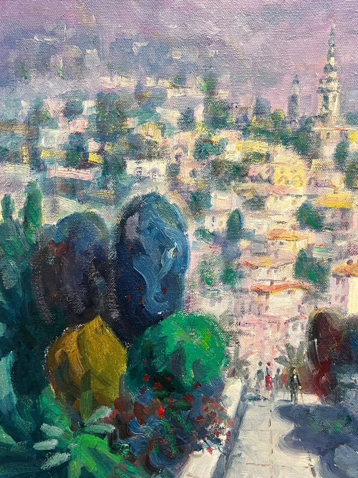 Laszlo Ritter Impressionist Signed Oil Painting Menton French Riviera Cote D'azur Landscape 20th Century photo vinterior