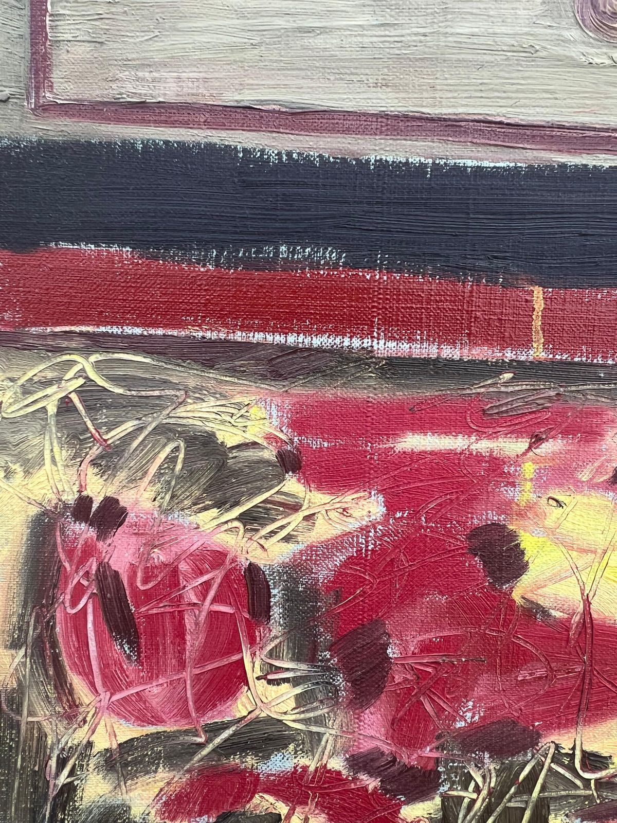 Gilbert Pelissier 1960's French Large Oil Layers Of Expression Textured Abstract Red & Yellows photo 1185.0