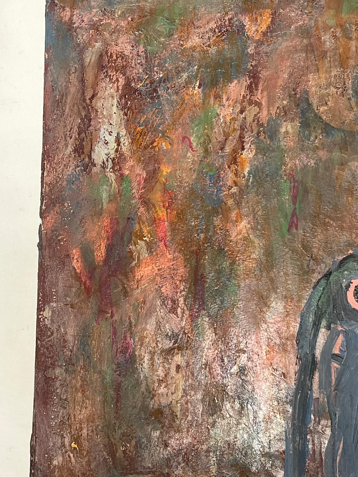 Armand Rottenberg Abstract Expressionist Painting Of Two Penguins Whimsical Companions Oil photo vintage