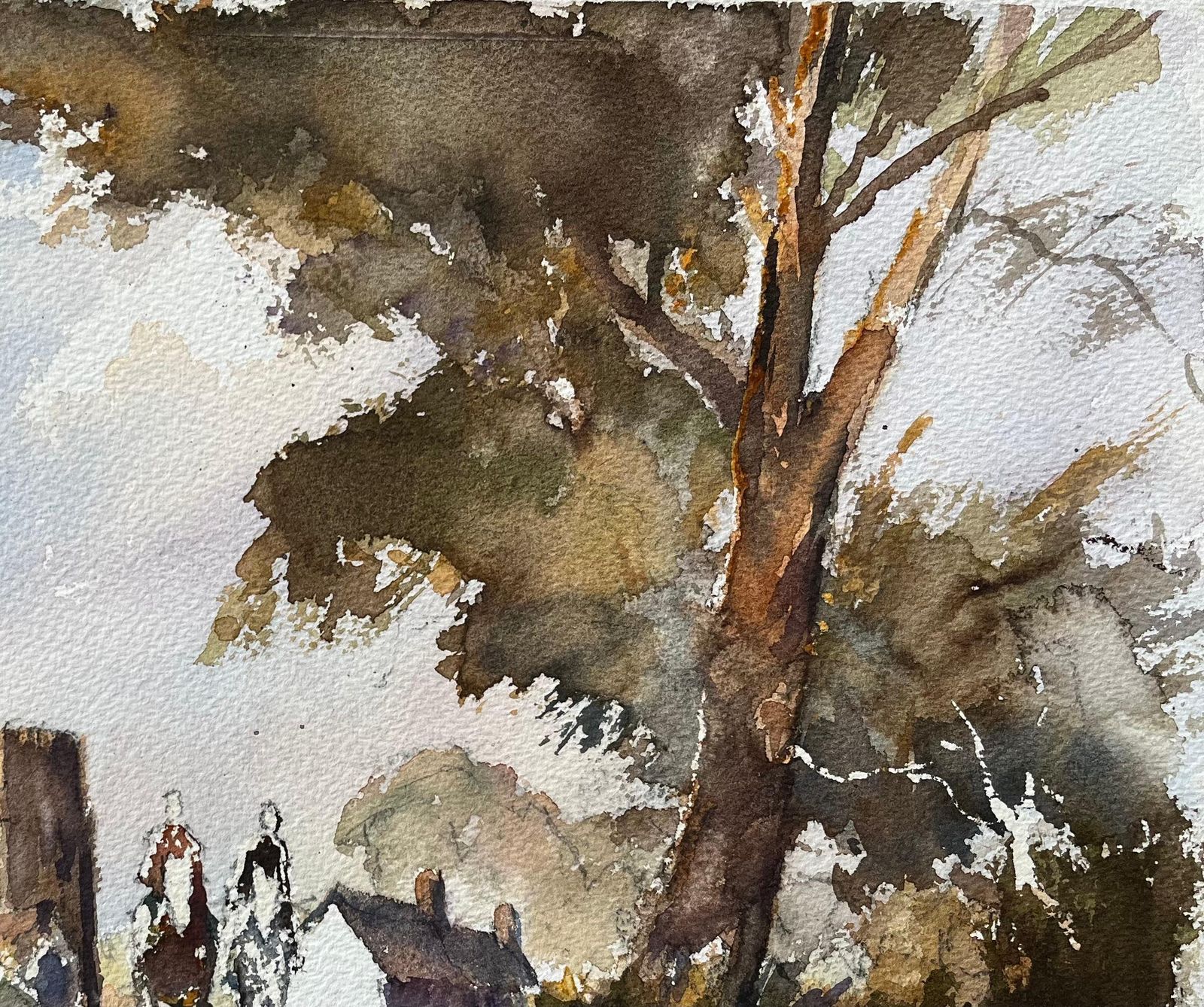 Anthony Avery British Original Watercolor Of Riders Approaching A Village Scene photo 505.0